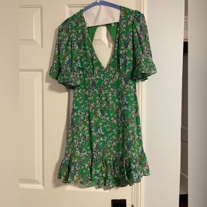 Green floral mini dress